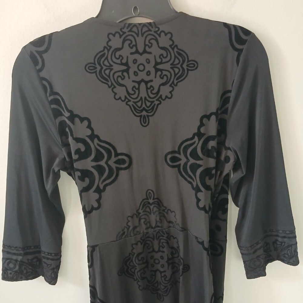 Hale Bob Women's Wrap Dress Black Jewel V-Neck Stretch Long Sleeve Size XS - Picture 11 of 13